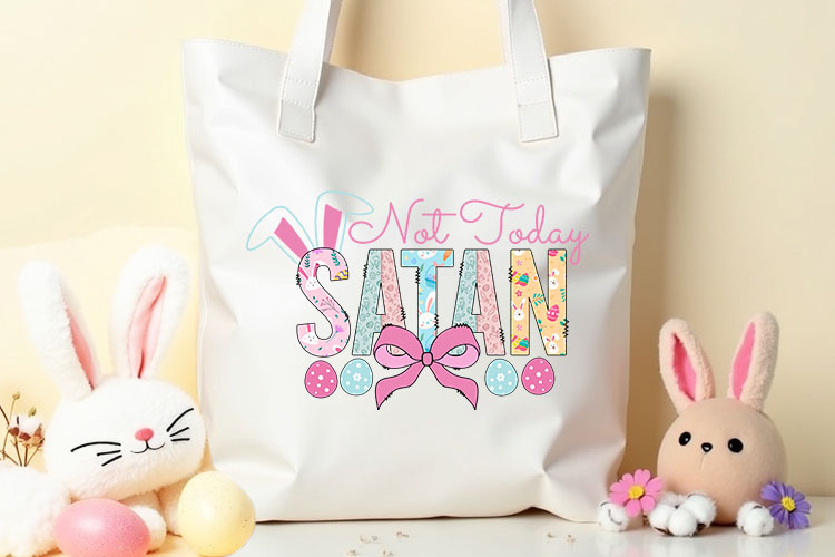 Not Today Satan - Coquette Easter Sublimation Print Tote Mockup Image.jpg