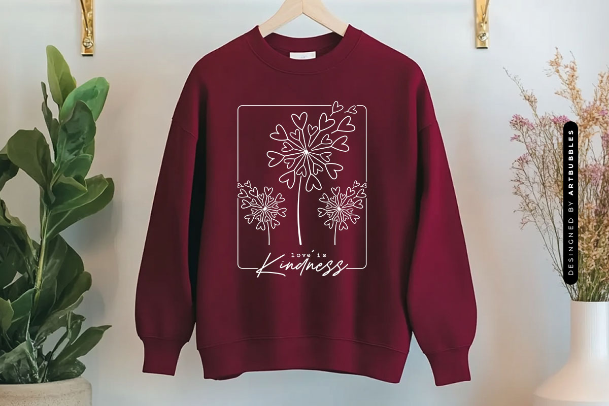 Love is Kindness - Dandelion Heart SVG Sweatshirt Mockup Image 2.jpg