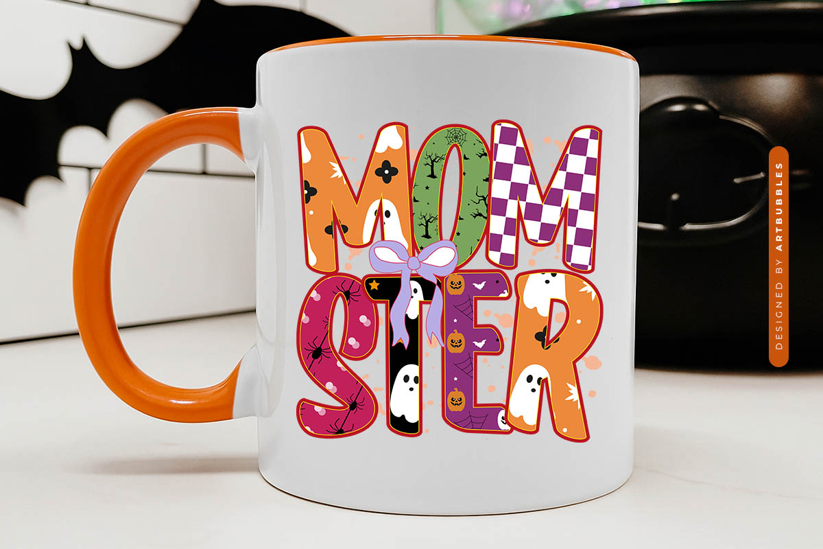 Momster - Coquette Mom Halloween Sublimation Mug Mockup Image.jpg