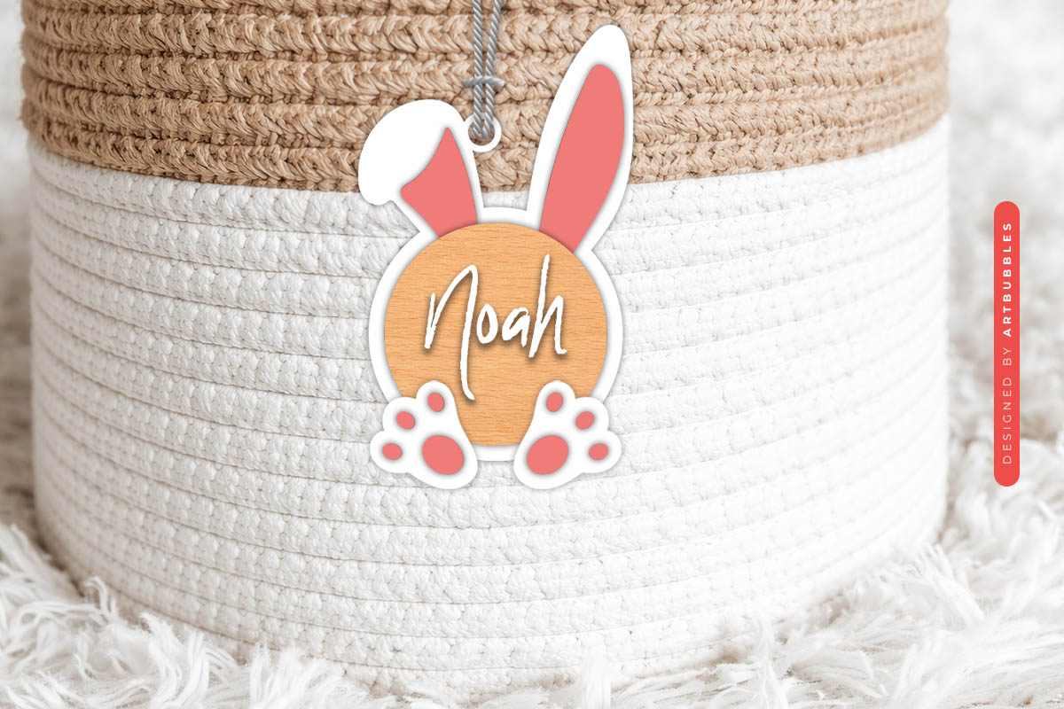 Easter Bunny Basket Tag SVG for Glowforge