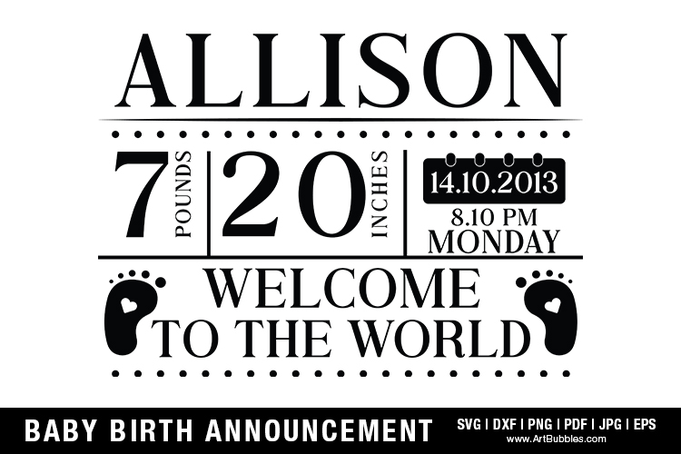 Baby Birth Announcement, Free SVG Cut Files