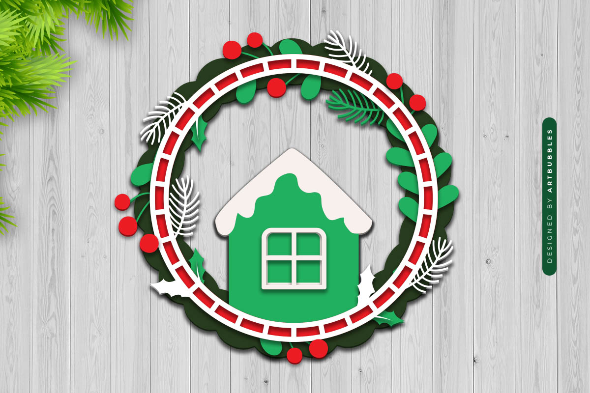 Layered Christmas Wreath Wall Hanger Sign SVG Image.jpg