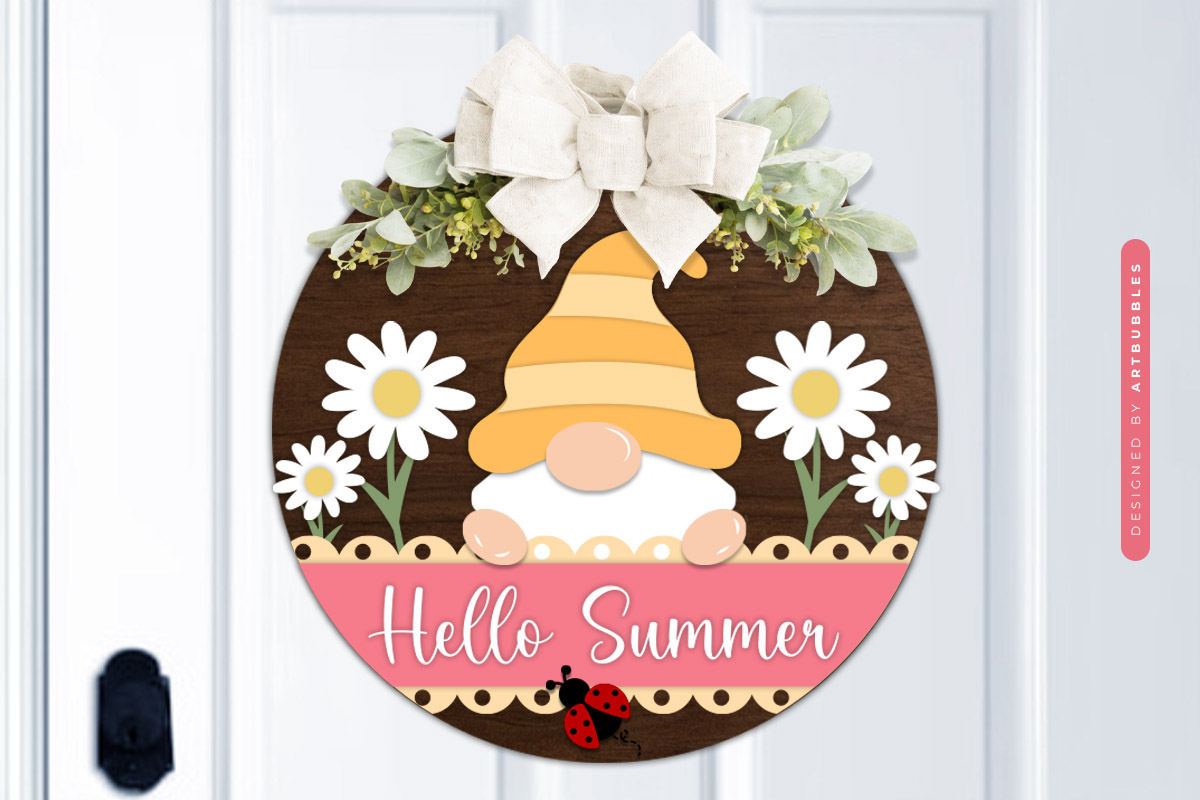 Floral Hello Summer Gnome Sign SVG Image 2.jpg