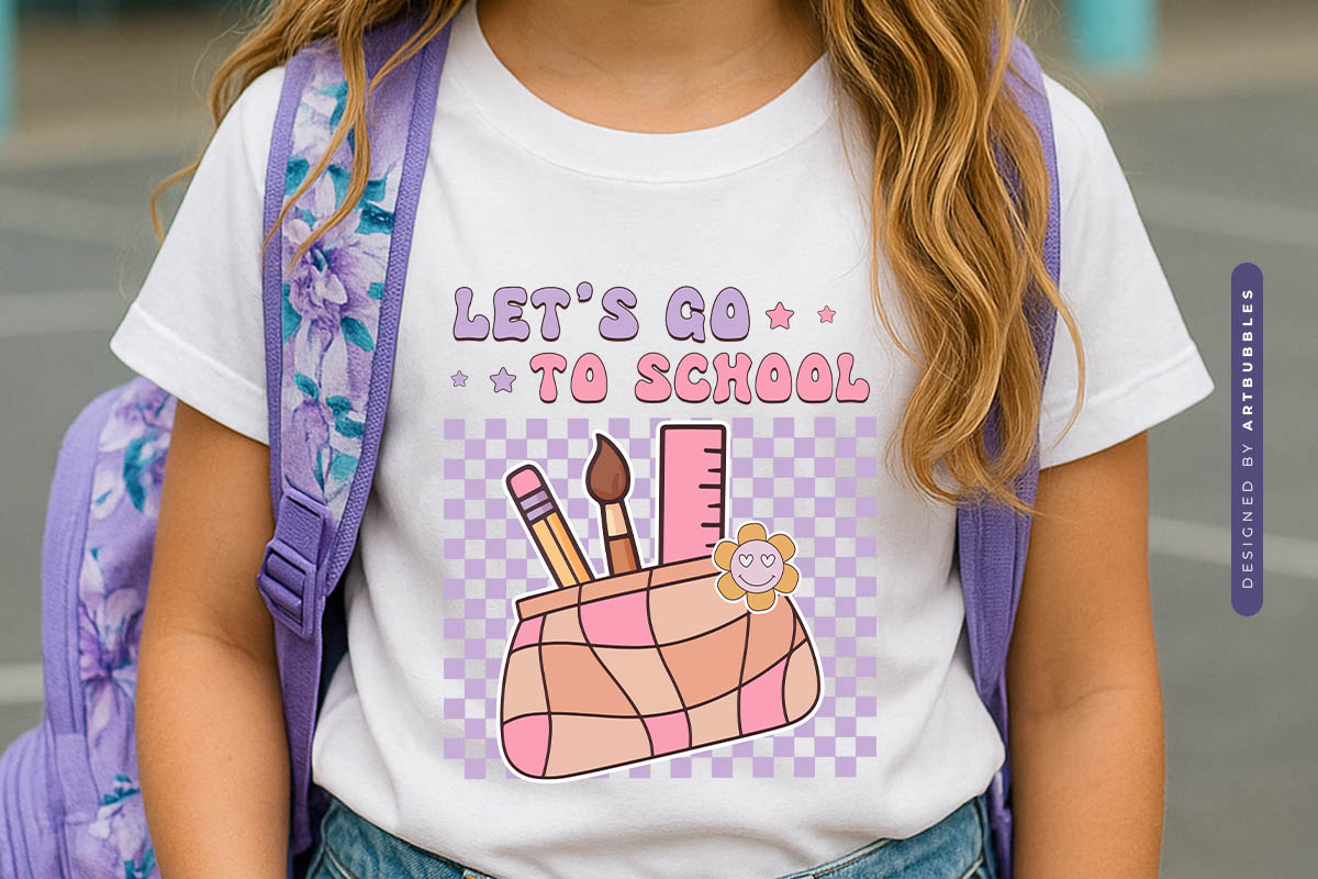 Let's Go to School - Retro Back to School Sublimation PNG Shirt Mockup Image.jpg
