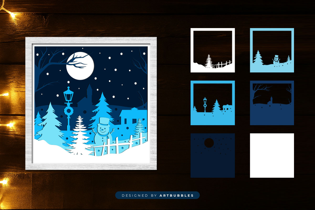 Christmas Night Scene Layered Shadow Box SVG Image 2.jpg