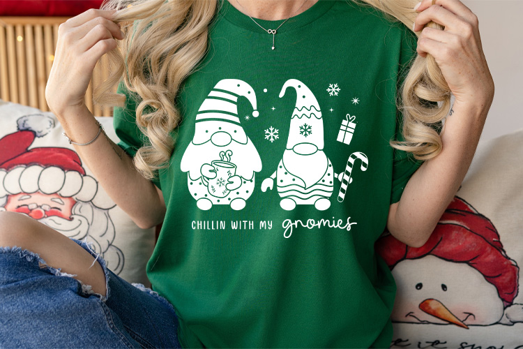 Chillin with My Gnomies - Boho Christmas Gnome SVG Tshirt Mockup Image.jpg