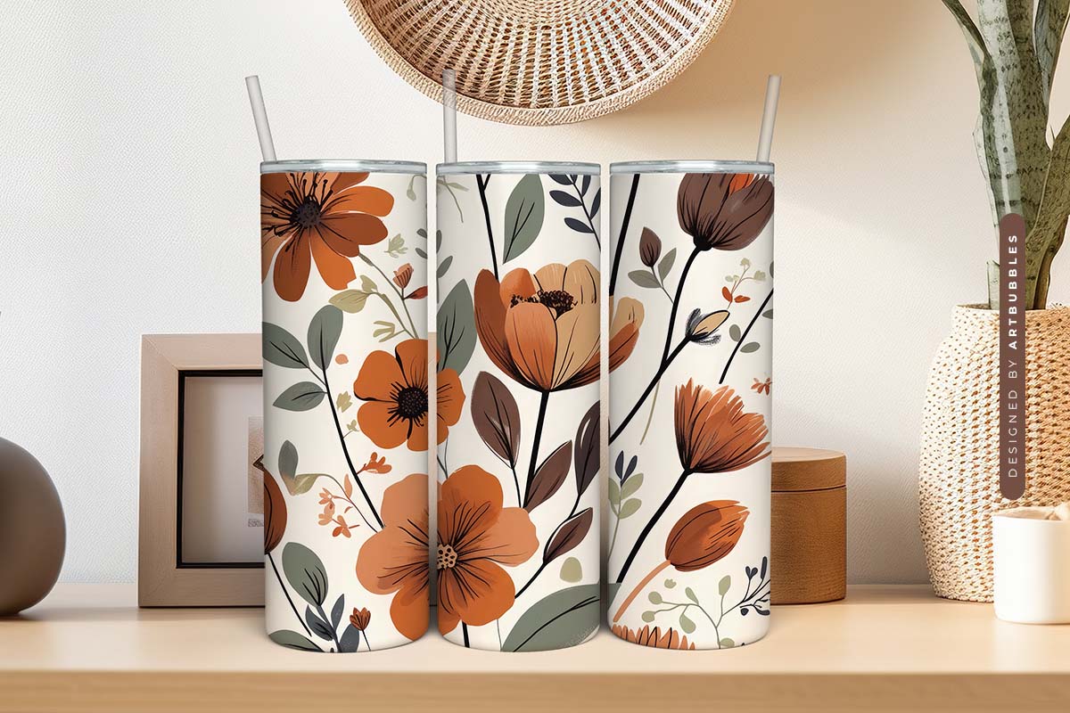 Boho Pastel Floral 20oz Sublimation Tumbler Wrap Image 2.jpg