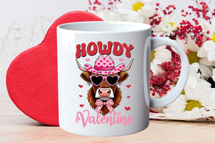 Coquette Howdy Valentine PNG Sublimation Mug Mockup Image.jpg