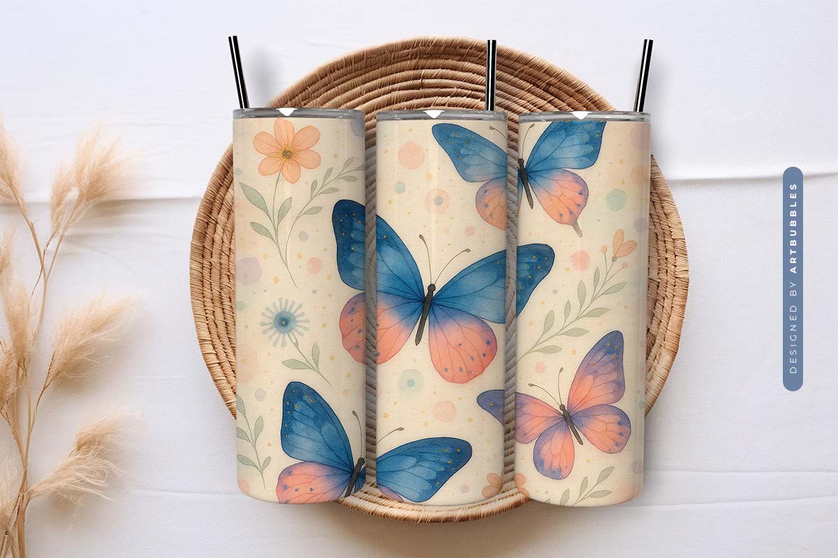 Boho Butterfly Floral 20oz Sublimation Tumbler