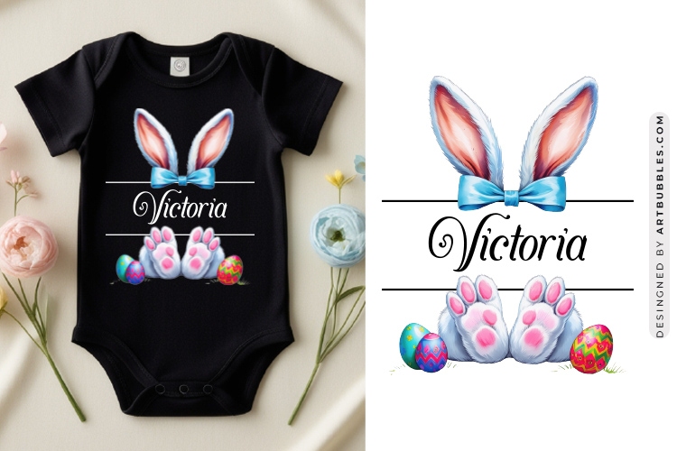 Split Monogram Easter Bunny Sublimation PNG Clipart Image.jpg