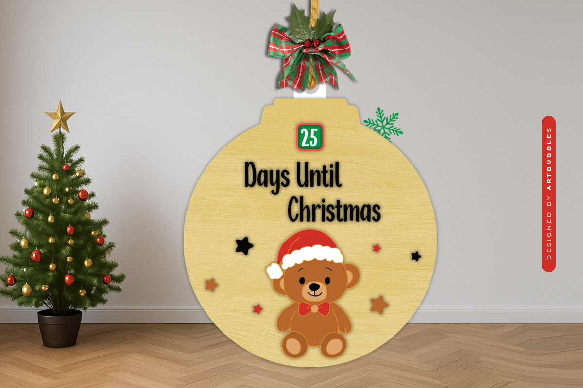 Days Until Christmas Countdown SVG Laser Cut