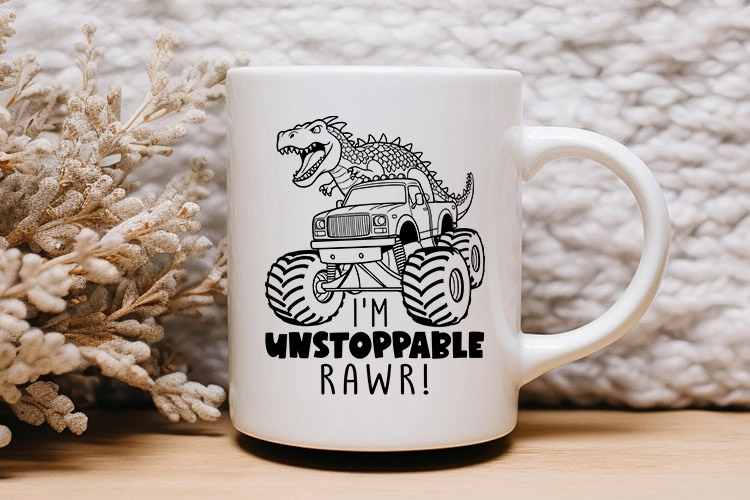 I'm Unstoppable Rawr - Cute Monster Truck SVG Mug Mockup Image.jpg