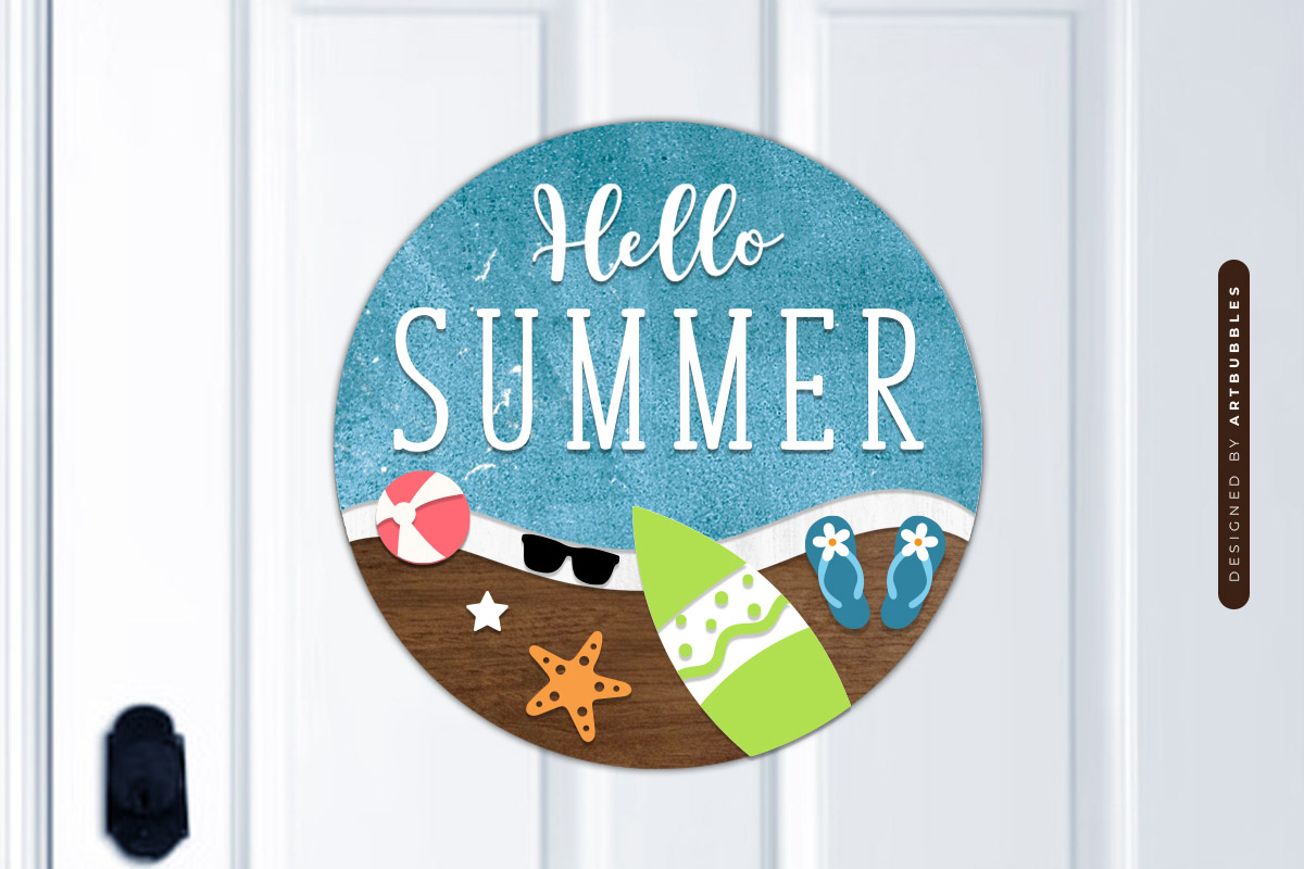 Layered Hello Summer Sign SVG Cut File Image 2.jpg