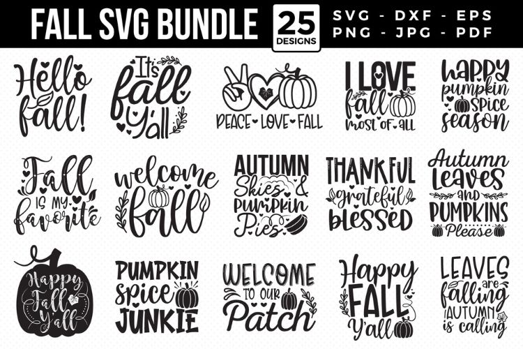 Cute Fall Autumn SVG Designs Bundle