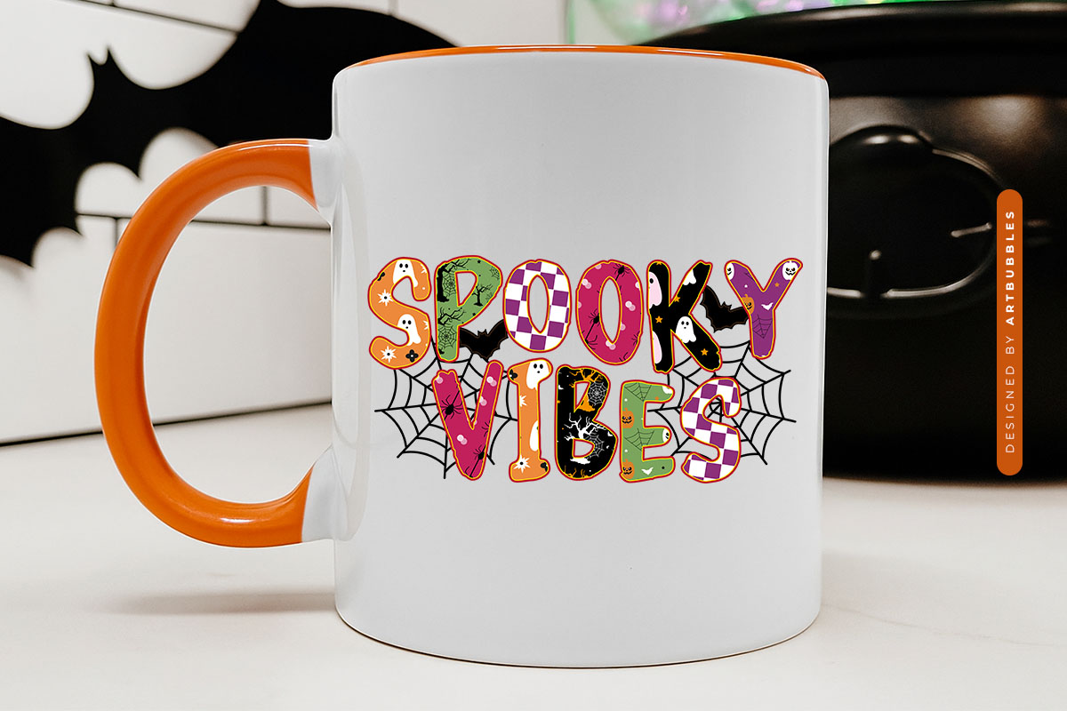 Spooky Vibes - Halloween PNG Sublimation Mug Mockup Image.jpg