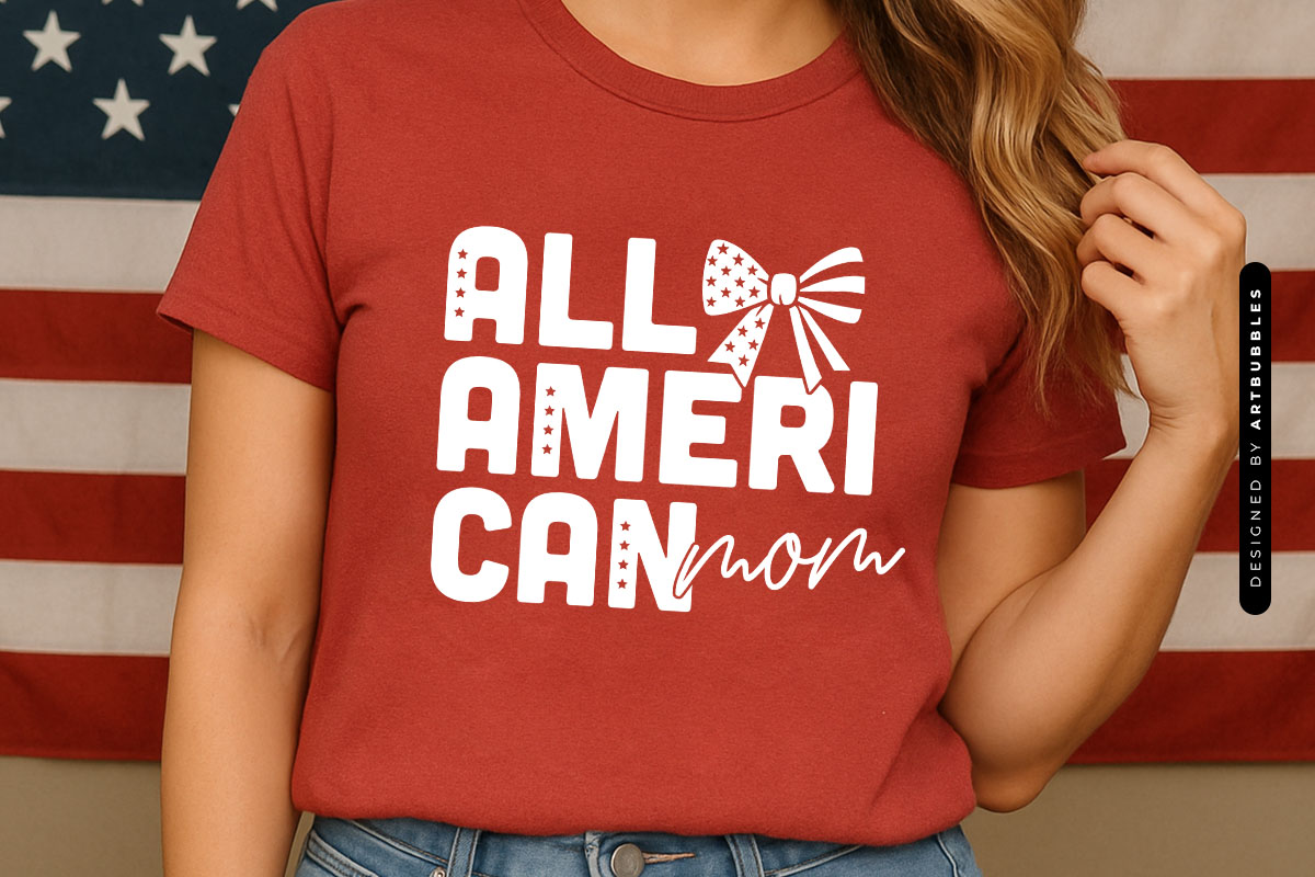 All American Mom - 4th of July Bow SVG Shirt Mockup Image.jpg