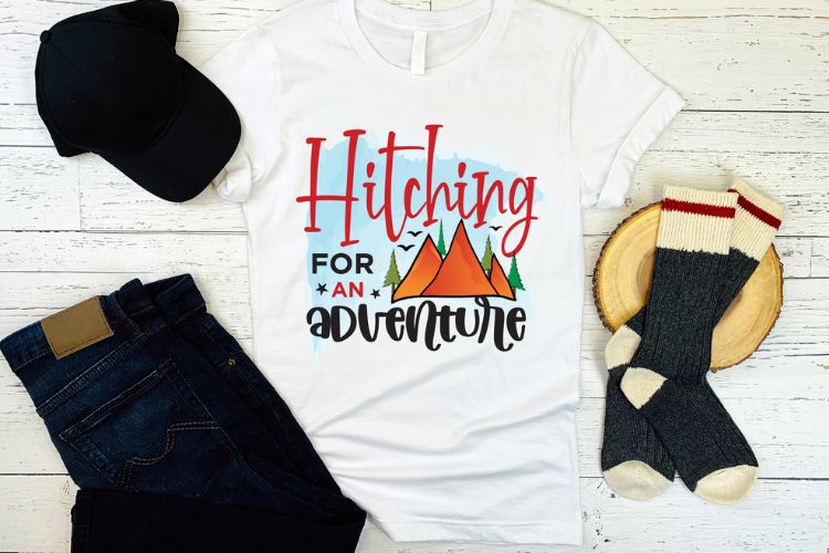 Hitching for an Adventure - Funny Camping PNG Shirt Mockup Image.jpg