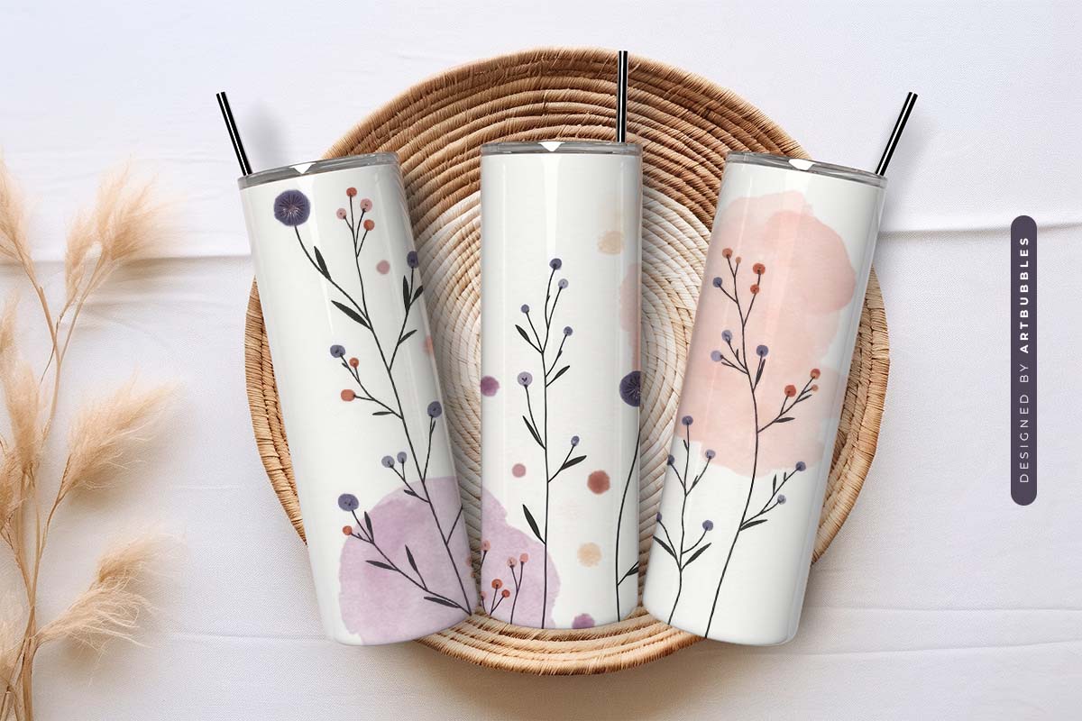 Boho flower Tumbler Wrap Sublimation Design Image 2.jpg