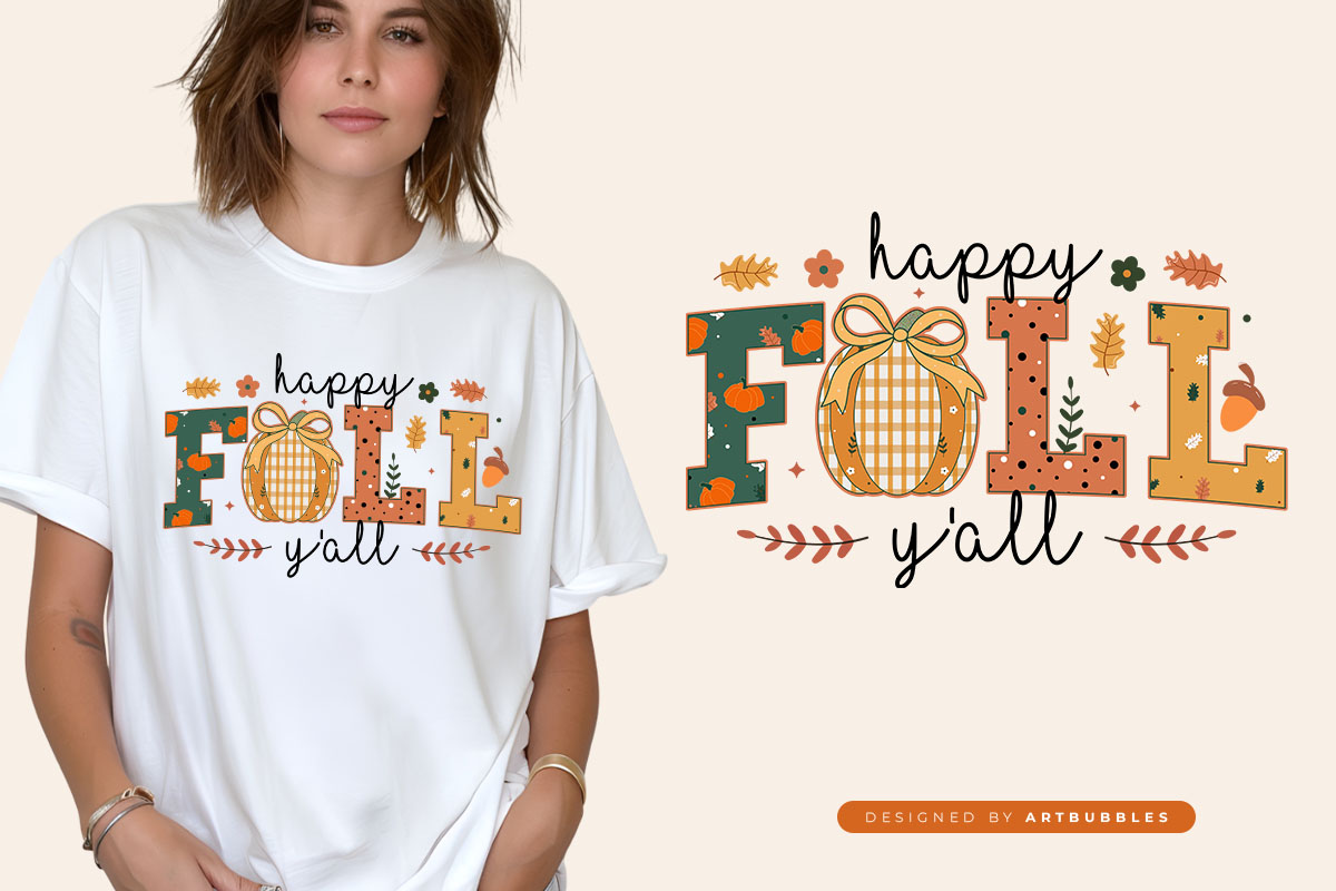 Preppy Happy Fall Y'all Sublimation PNG