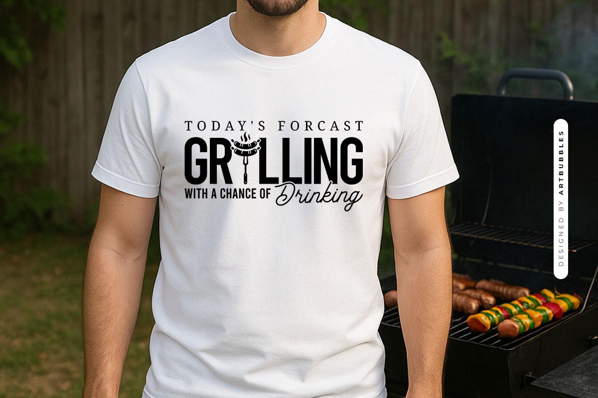 Today's Forecast Grilling with a Chance of Drinking SVG Shirt Mockup Image.jpg