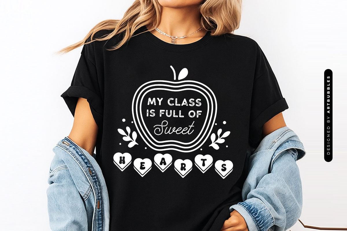 My Class is Full of Sweethearts - Teacher Floral SVG T-shirt Mockup Image.jpg