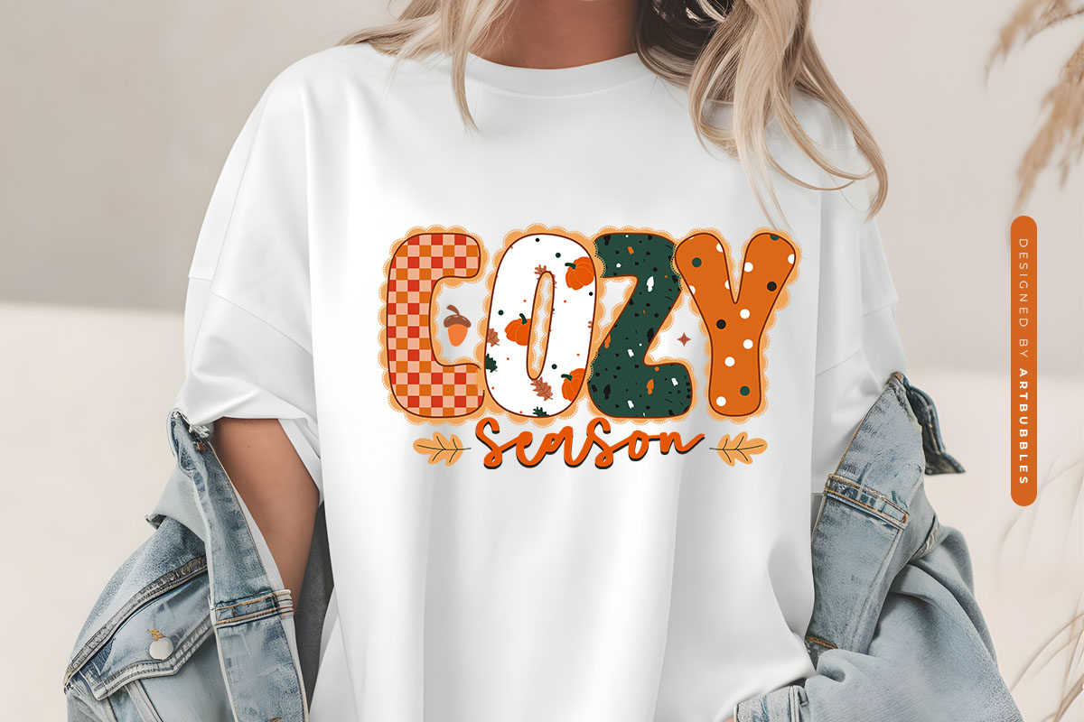 Cozy Season - Preppy Fall Sublimation Transfer Tshirt Mockup Image.jpg