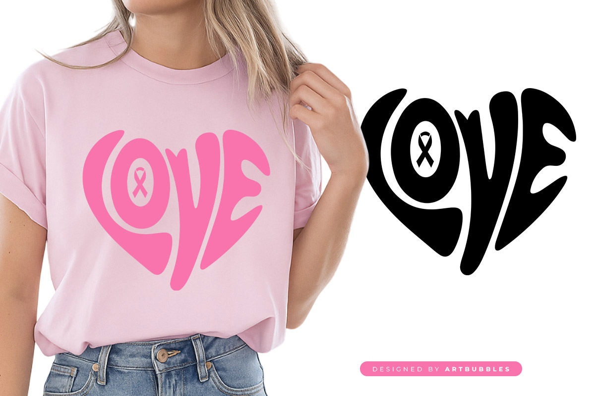 Love - Retro Breast Cancer Awareness SVG