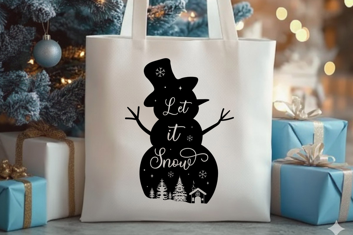 Let It Snow - Snowman Winter SVG Tote Bag Mockup Image.jpg