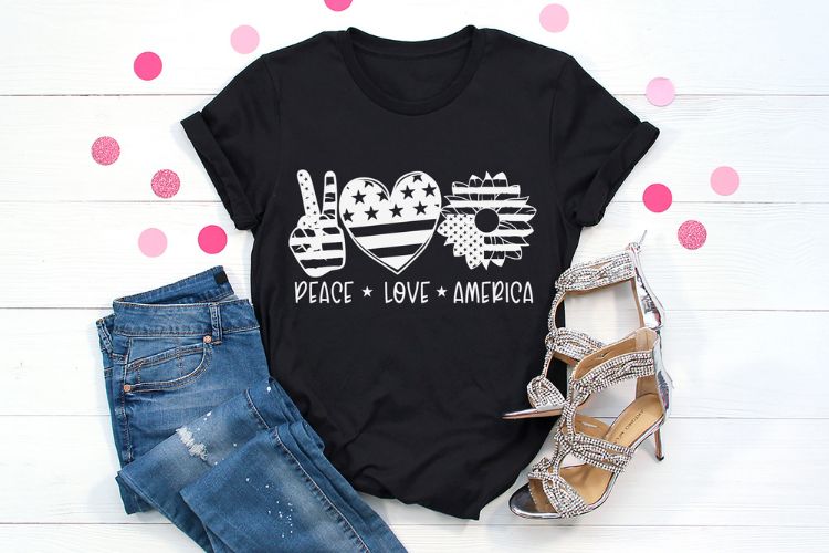 Peace Love America - Cute 4th of July SVG Tshirt Mockup Image.jpg