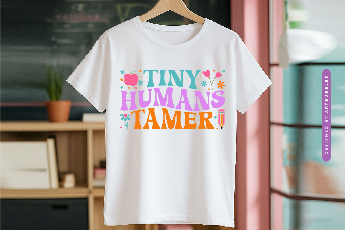 Tiny Human Tamer - Floral Teacher Quote SVG T-shirt Mockup Image.jpg