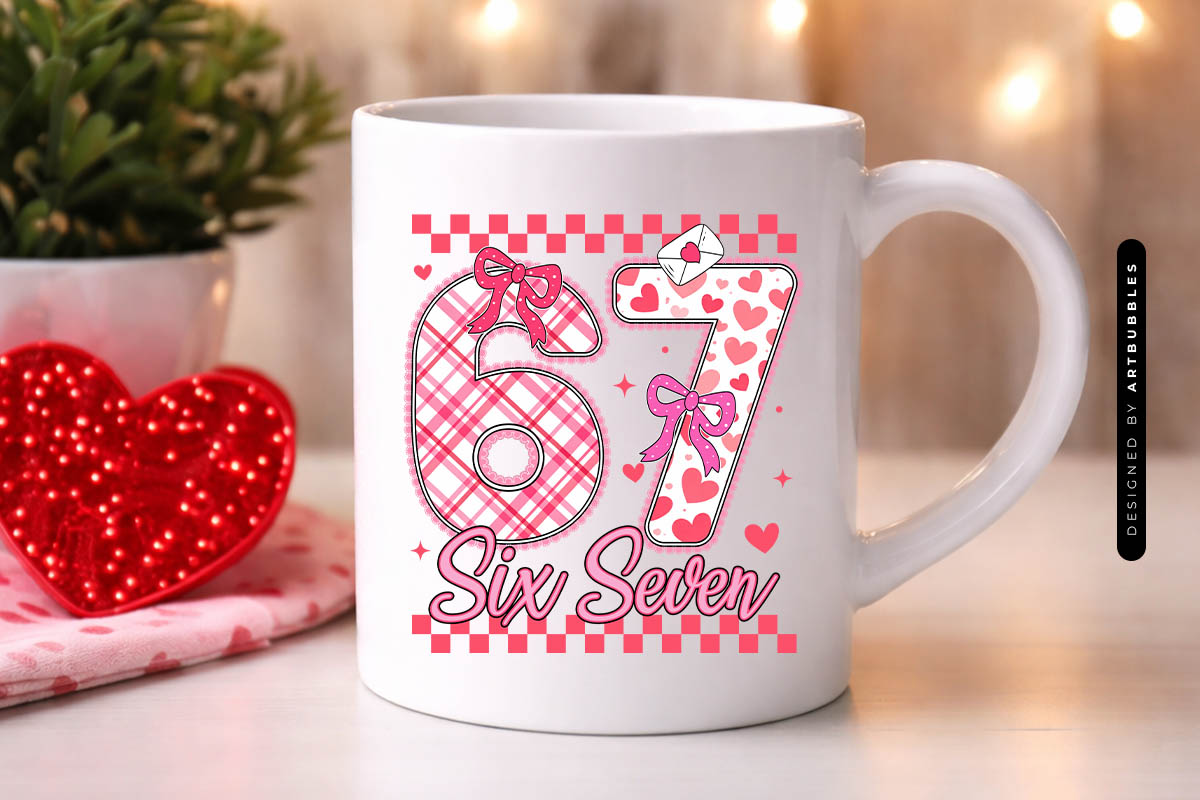 Preppy 67 Six Seven Valentine PNG sublimation Mug Mockup Image.jpg