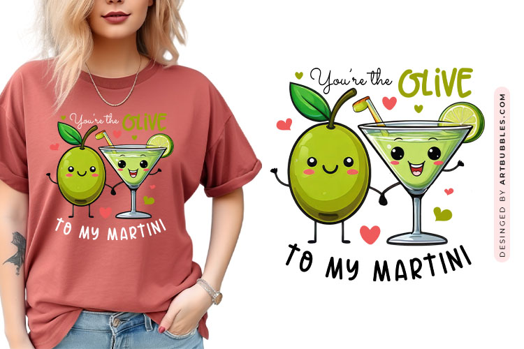 You're the Olive to My Martini - Funny Valentine Food PNG