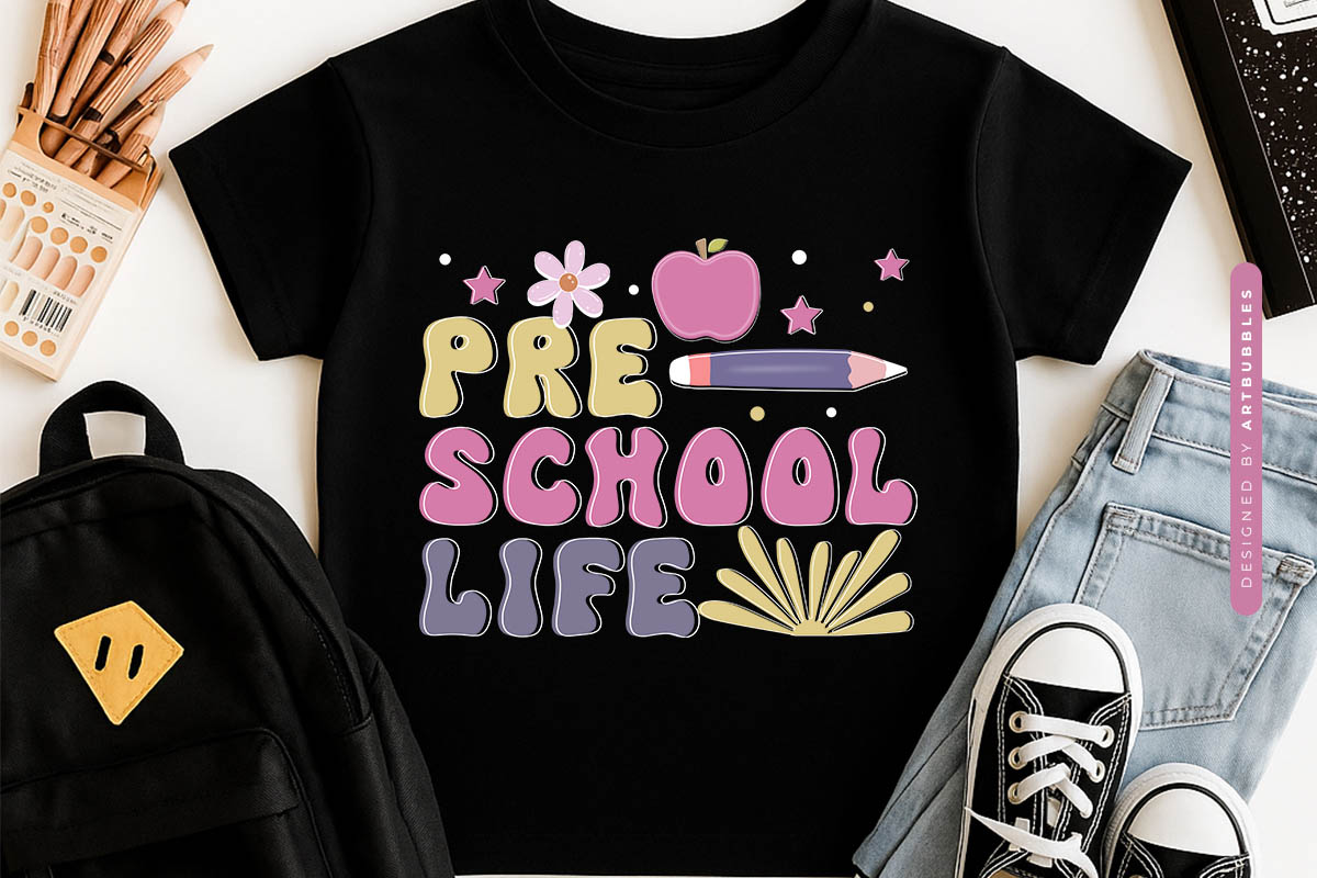 Preschool Life - Back to School Retro Sublimation Tshirt Mockup Image.jpg