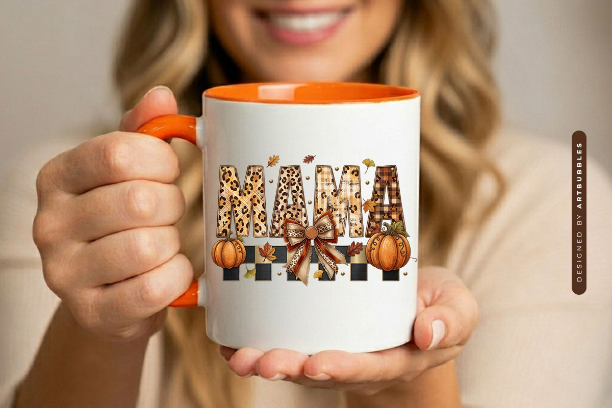 Coquette Mama Fall Sublimation PNG Mug Mockup Image.jpg