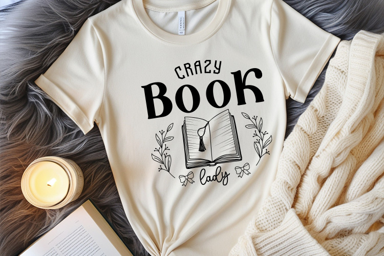 Crazy Book Lady - Reading SVG Vector Tshirt Mockup Image.jpg