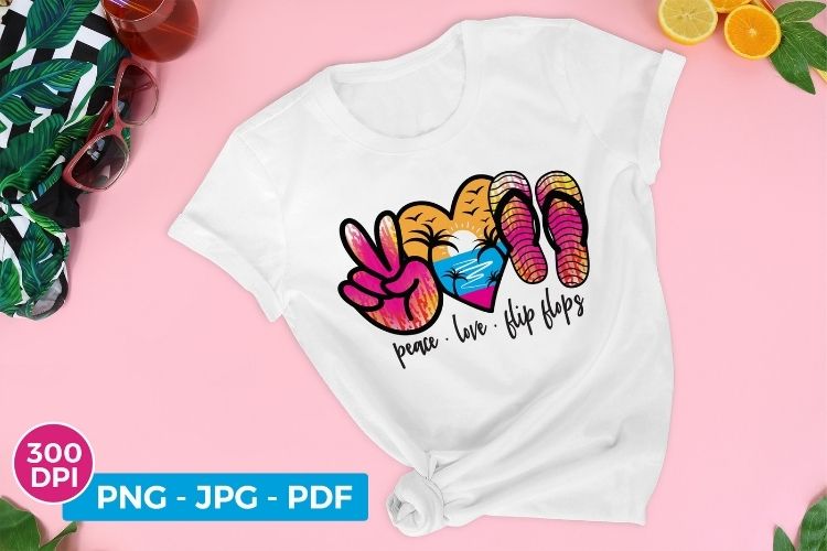 Peace Love Flip Flops - Summer PNG Sublimation Image.jpg
