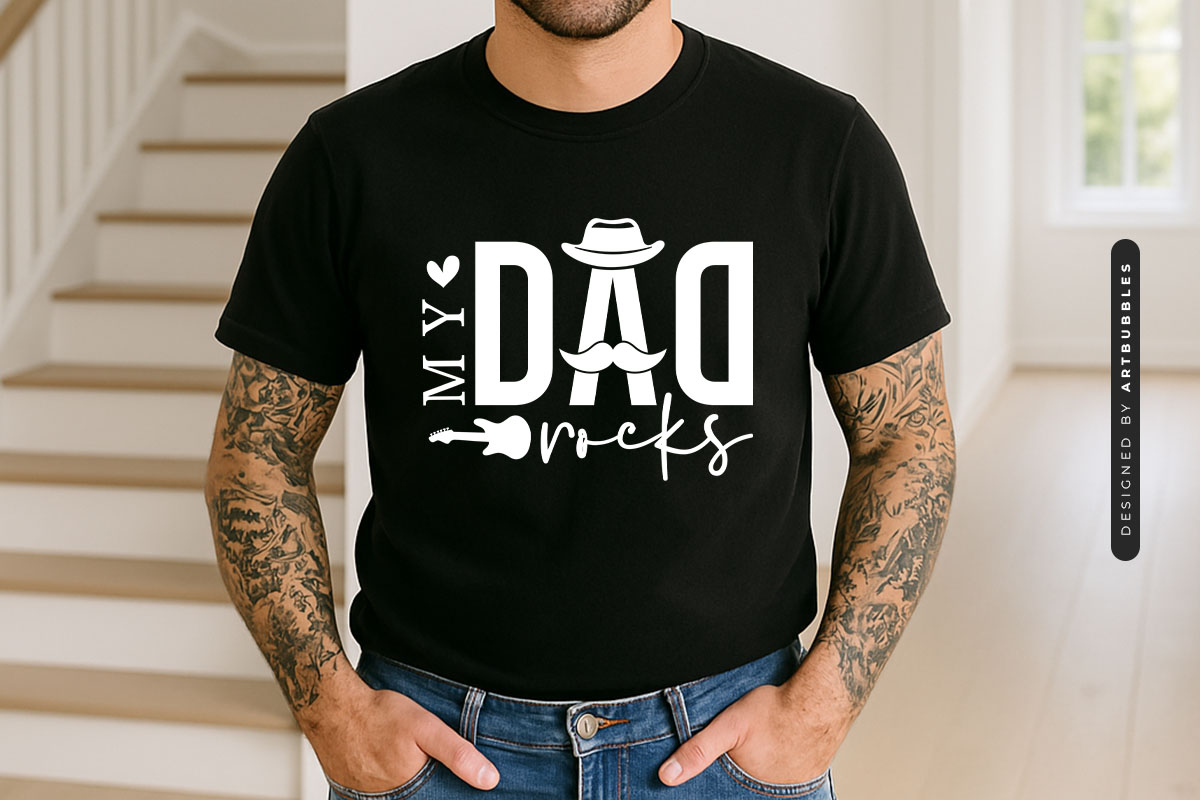 My Dad Rocks - Father's Day Shirt Design SVG Tshirt Mockup Image.jpg