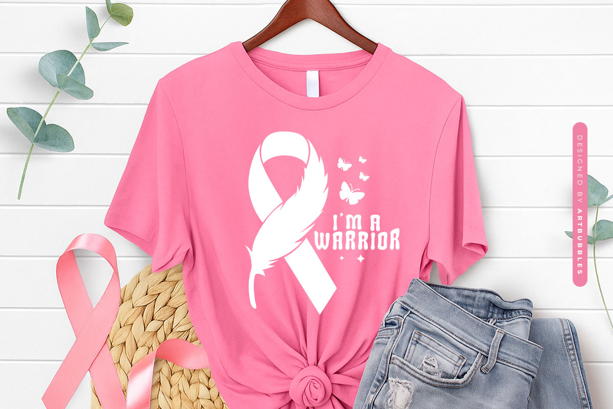 I'm a Warrior - Retro Breast Cancer SVG Shirt Mockup Image.jpg