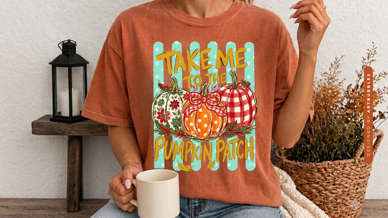Take Me to the Pumpkin Patch - Stiped Fall PNG T-shirt Mockup image.jpg