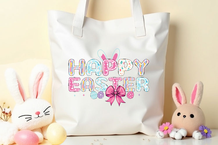 Coquette Happy Easter Sublimation Transfer Tote Mockup Image.jpg