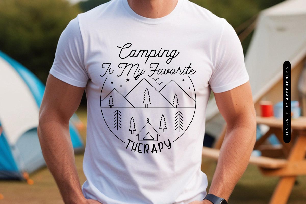 Camping is My Favorite Therapy SVG File Shirt Mockup Image.jpg