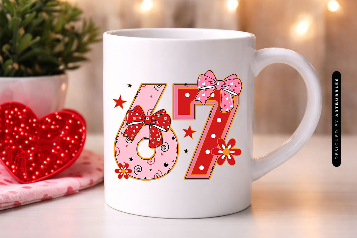 Preppy 67 Coquette Valentine PNG Sublimation Mug Mockup Image.jpg