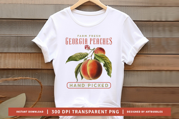 Georgia Peaches - Vintage Fruit Sublimation Design Shirt Mockup Image.jpg
