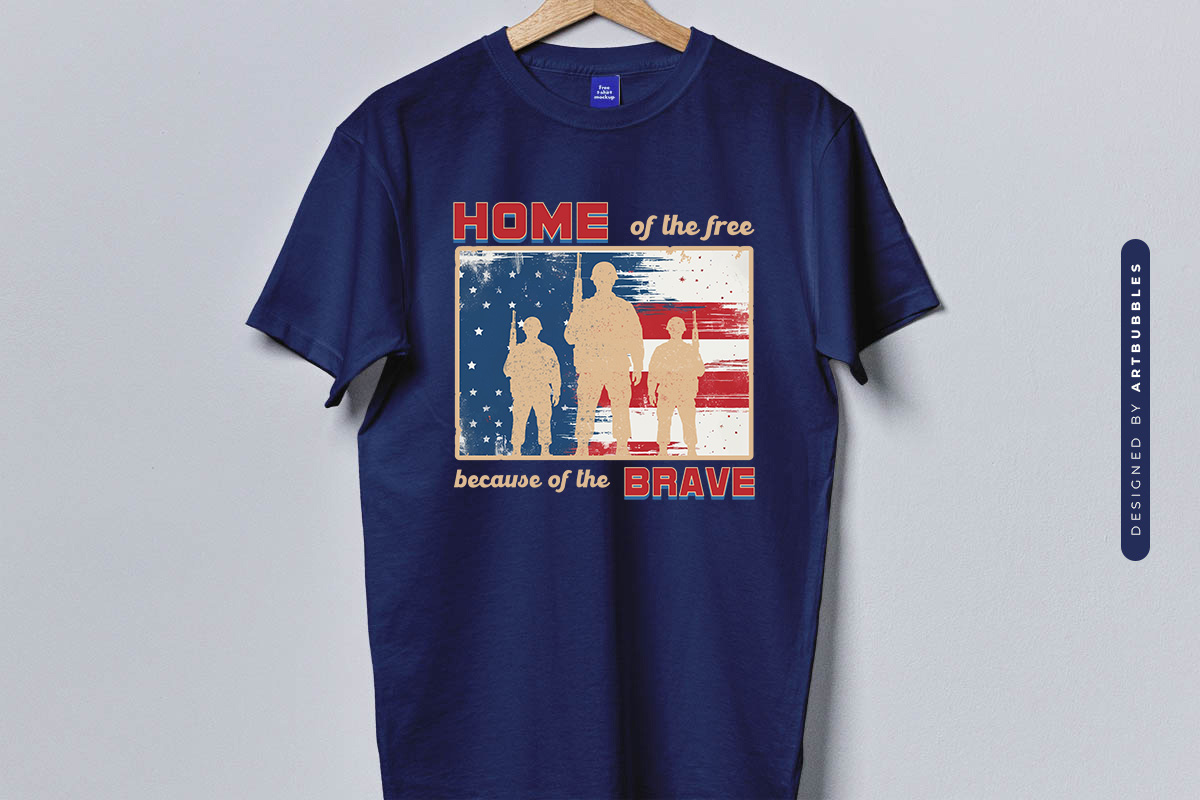 Home of the Free Because of the Brave, 4th of July PNG T-shirt Mockup Image.jpg