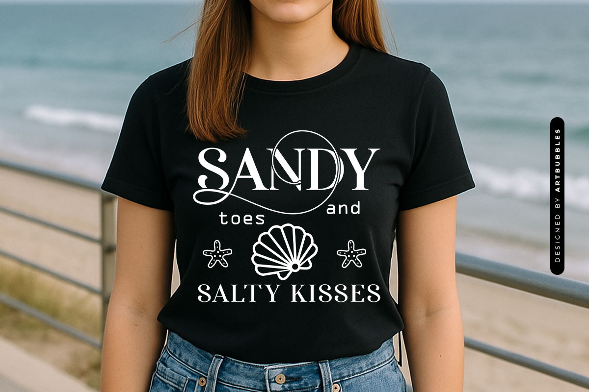 Sandy Toes and Salty Kisses - Summer SVG T-shirt Mockup Image.jpg