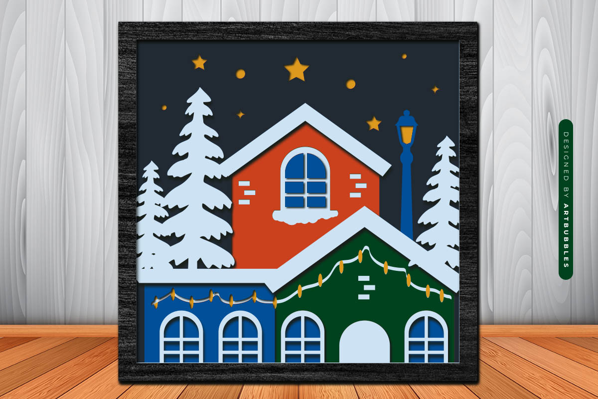 Paper Cut Christmas House Shadow Box SVG Image 3.jpg