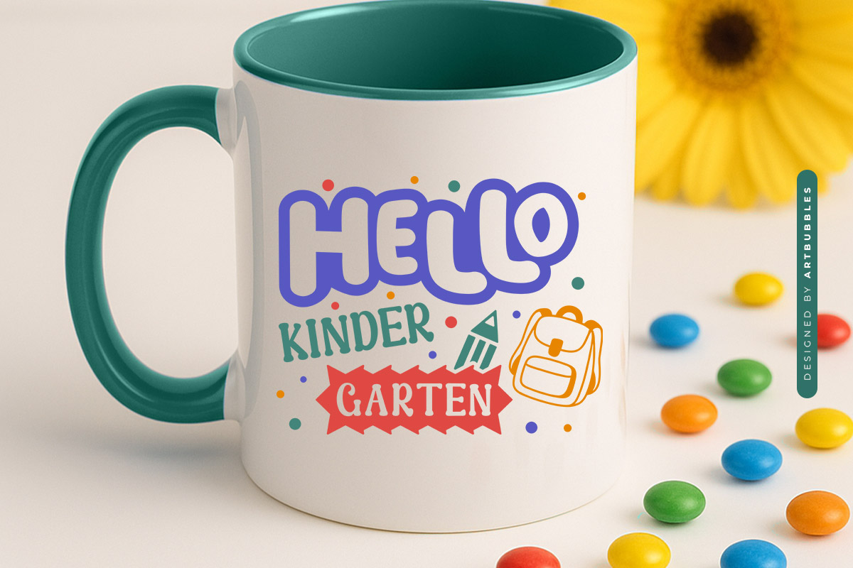 Hello Kindergarten - Retro Back to School SVG Mug Mockup Image.jpg