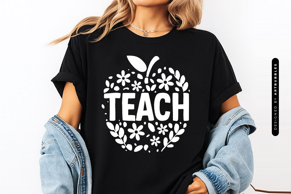 Teach - Floral Teacher Apple SVG File Shirt Mockup image.jpg