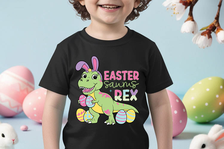 Easter Saurus Rex Sublimation PNG Tshirt Mockup Image.jpg