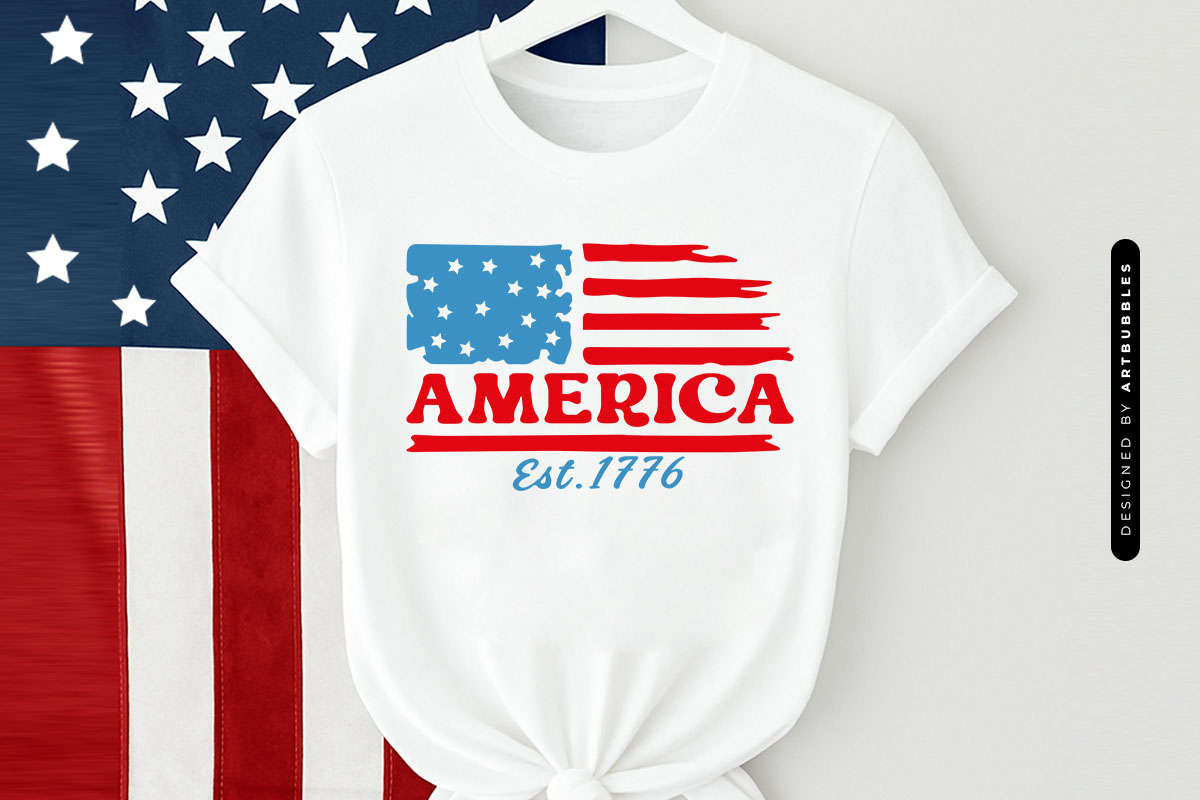 America Est 1776 - Fourth of July Flag SVG Tshirt Mockup Image.jpg